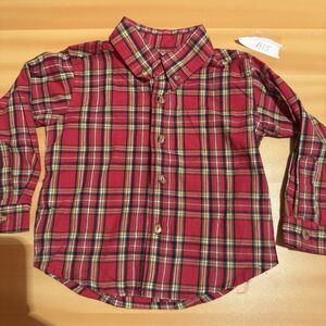 BT Kids Boys Shirt 2T Toddler Red Flannel Long Sleeve Button Up Collared